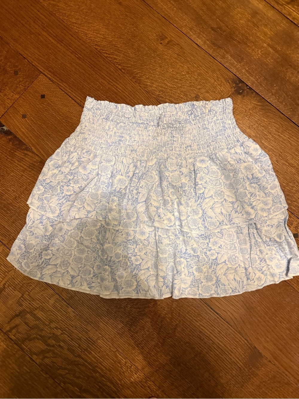 Aeropostale- Women's Light Blue Floral Smocked Mini Skirt, Size - XL.